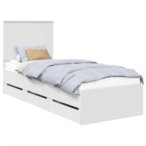 vidaXL Estrutura da Cama Branco 75 x 190 cm Madeira de Engenharia