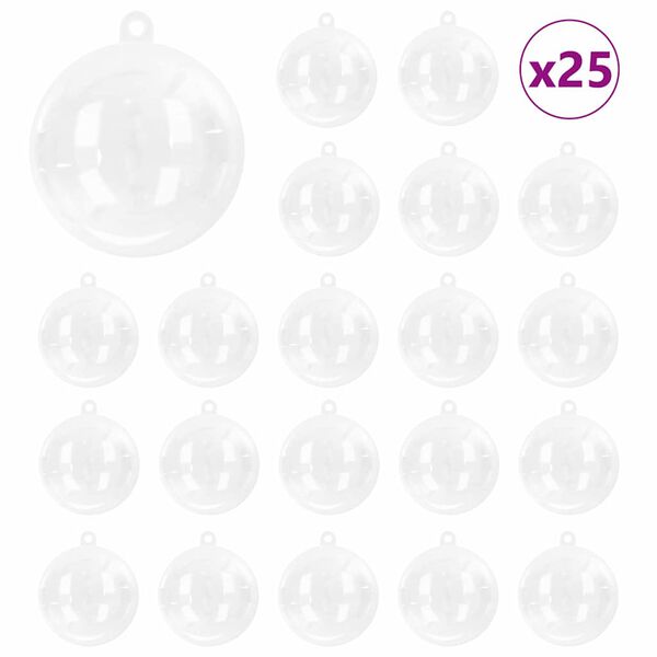 vidaXL Conjunto de Bolas de Natal 25 pcs Transparente Ø 8 cm