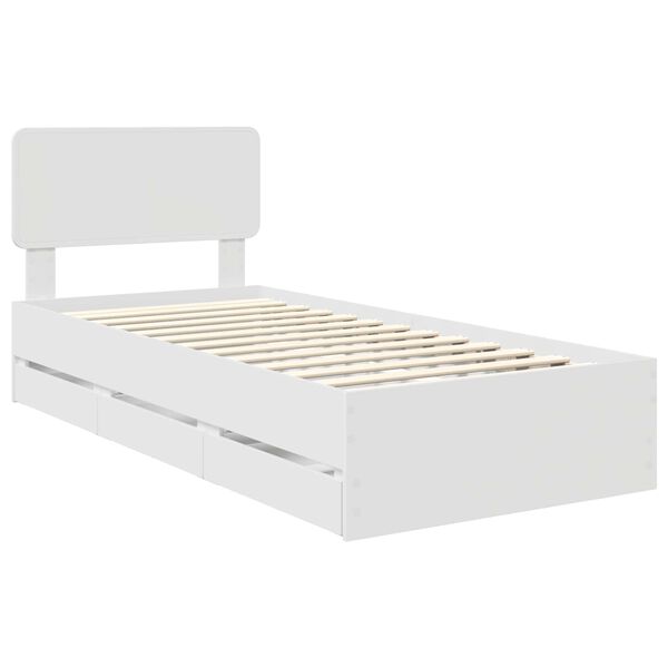 vidaXL Estrutura da Cama Branco 75 x 190 cm Madeira de Engenharia