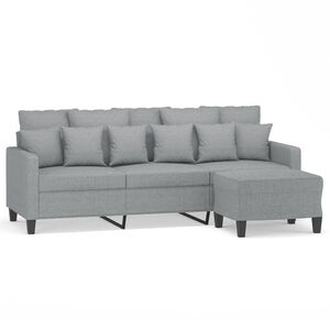 vidaXL Sof&aacute; de 3 lugares com apoio de p&eacute;s 180 cm tecido cinzento-claro