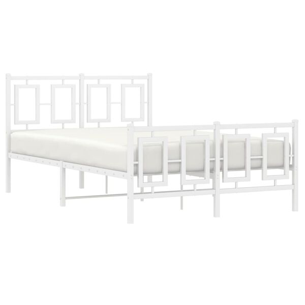 vidaXL Estrutura de cama com cabeceira e p&eacute;s 120x190 cm metal branco