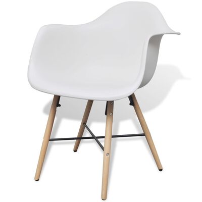 vidaXL Cadeiras de jantar 2 pcs plástico branco e madeira de faia