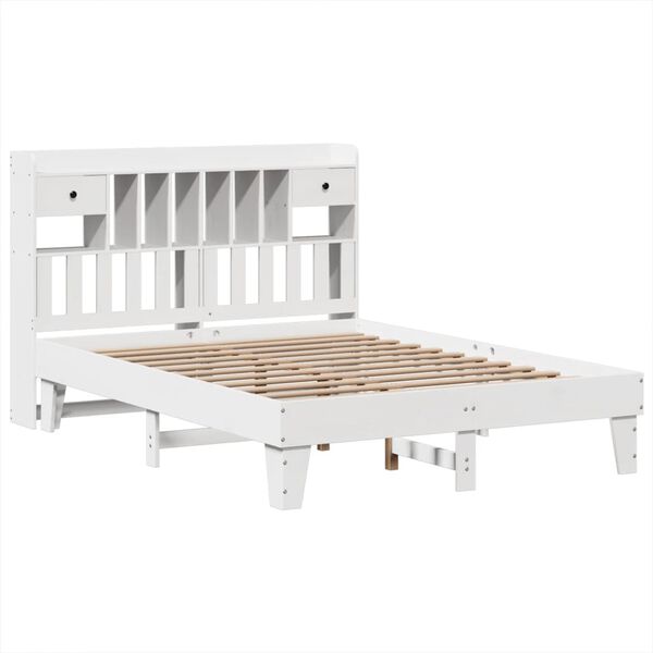 vidaXL Cama sem colch&atilde;o 140x200 cm madeira de pinho maci&ccedil;a branco
