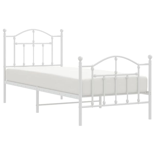 vidaXL Estrutura de cama com cabeceira e p&eacute;s 80x200 cm metal branco