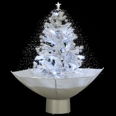 vidaXL Árvore de Natal com neve base formato guarda-chuva 75 cm branco