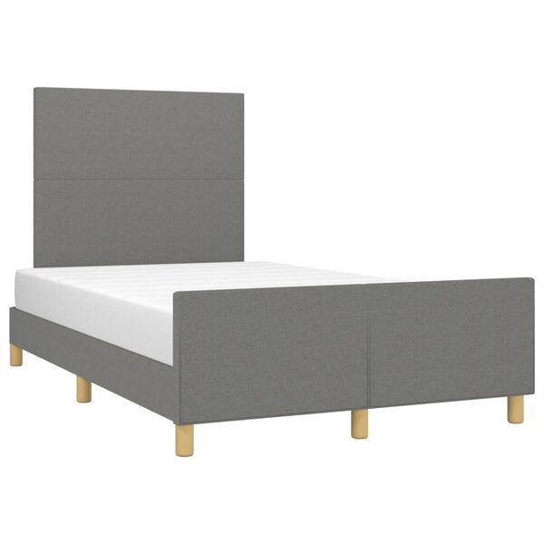 vidaXL Estrutura de cama sem colch&atilde;o cinza escuro 120x190 cm tecido