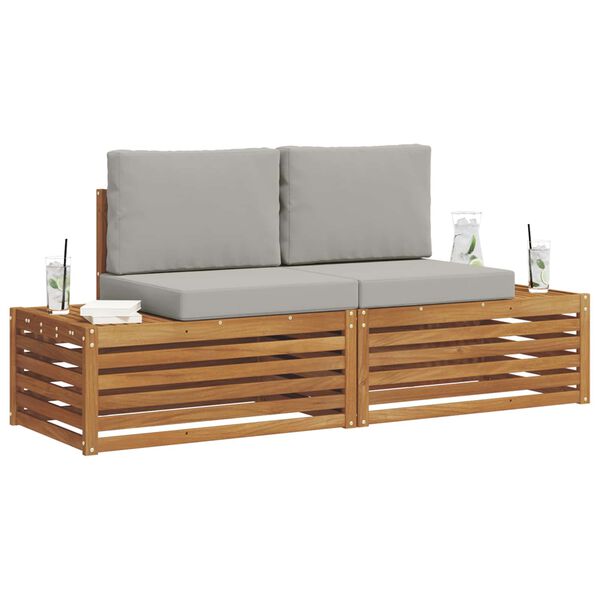 vidaXL Conjunto de Sof&aacute;s para Exterior 2 Pe&ccedil;a Cinza Natural e Claro