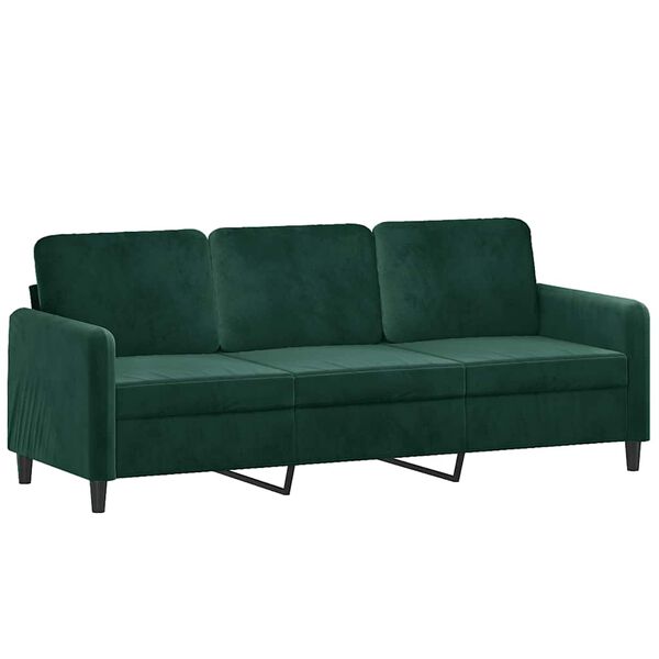 vidaXL Sof&aacute; de 3 lugares 180 cm veludo verde-escuro