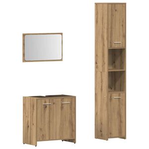 vidaXL 3 pcs m&oacute;veis de casa de banho deriv. madeira carvalho artisiano