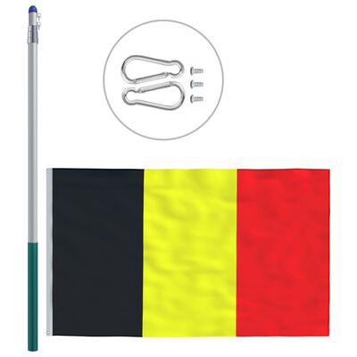 vidaXL Bandeira da Bélgica com mastro de alumínio 6 m