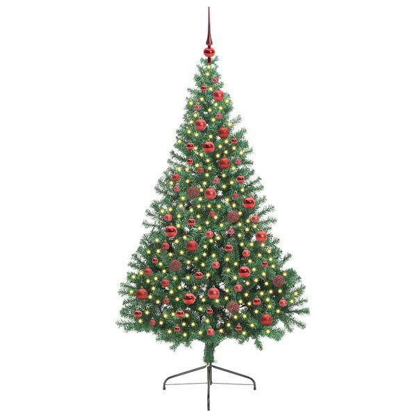 vidaXL &Aacute;rvore de Natal Artificial Pr&eacute;-iluminada Verde 180 cm PVC