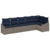 vidaXL Conjunto de Sof&aacute; de Jardim 6 pcs Cinza e Azul Marinho vime PE