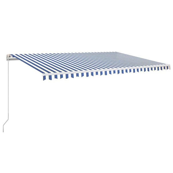 vidaXL Toldo retrátil manual com LED 500x350 cm azul e branco
