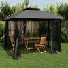 vidaXL Gazebo c/ teto duplo/paredes de malha 2,94x2,94 m aço antracite