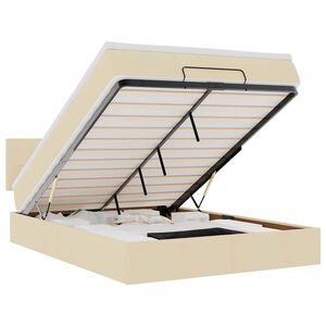 vidaXL Cama Otomana com Colch&atilde;o & LEDs Creme 140x190cm Tecido