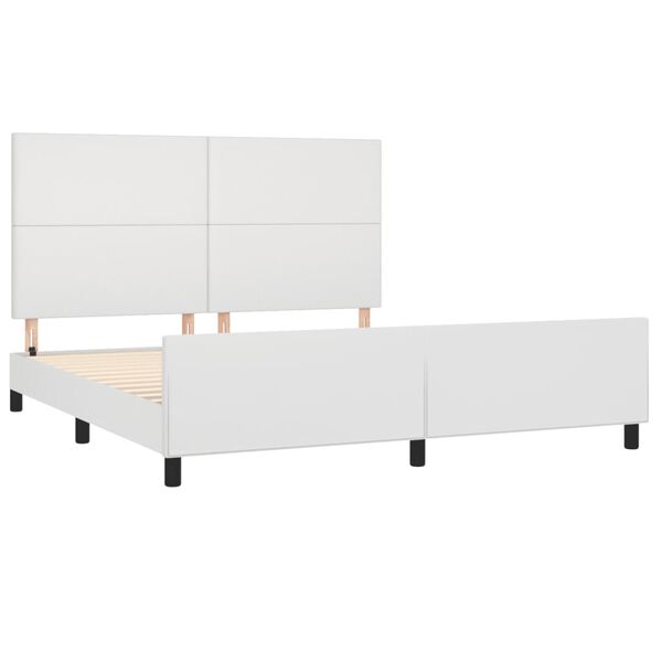 vidaXL Estrutura cama c/ cabeceira 160x200 cm couro artificial branco