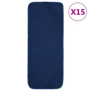 vidaXL Tapetes antiderrapantes p/ escadas 15 pcs 60x25 cm azul marinho