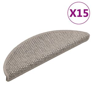 vidaXL Tapetes escada adesivos aspeto sisal 15 pcs 56x17x3 cm prateado