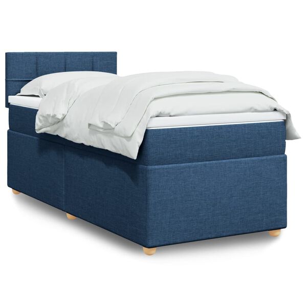 vidaXL Cama com molas/colch&atilde;o 90x200 cm tecido azul