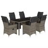 vidaXL 7 pcs conjunto bistr&ocirc; de jardim c/ almofad&otilde;es vime PE cinza
