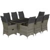 vidaXL 9 pcs conjunto bistr&ocirc; de jardim c/ almofad&otilde;es vime PE cinzento