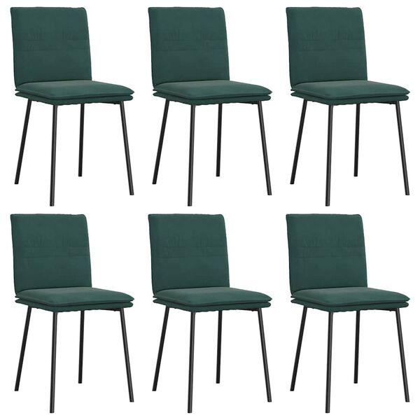 vidaXL Cadeiras de jantar 6 pcs veludo verde-escuro
