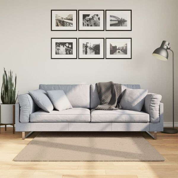 vidaXL Tapete pelo curto macio e lav&aacute;vel HUARTE 120x120 cm cor areia