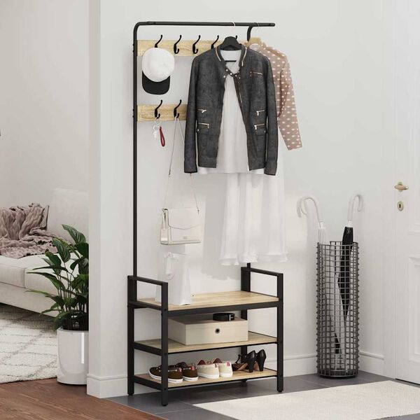 vidaXL Cabideiro Carvalho Sonoma 75 x 34 x 184 cm Madeira processada