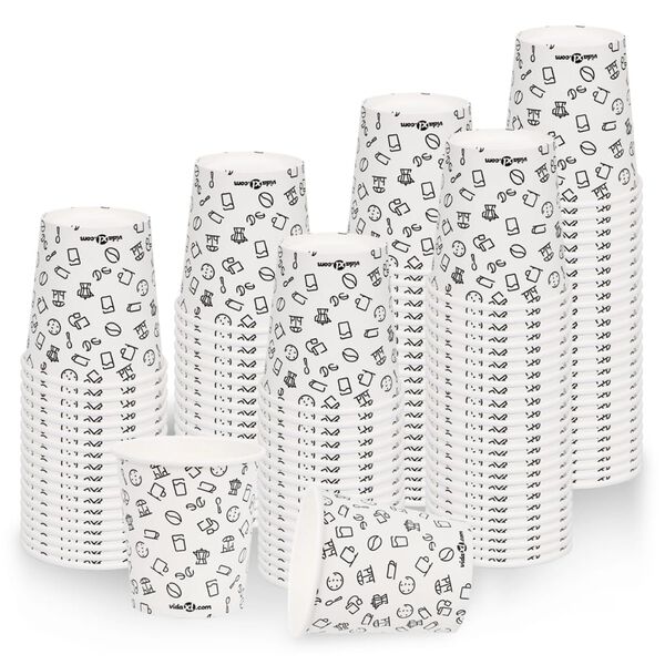 vidaXL Copos de caf&eacute; papel 200 ml 100 pcs branco e preto