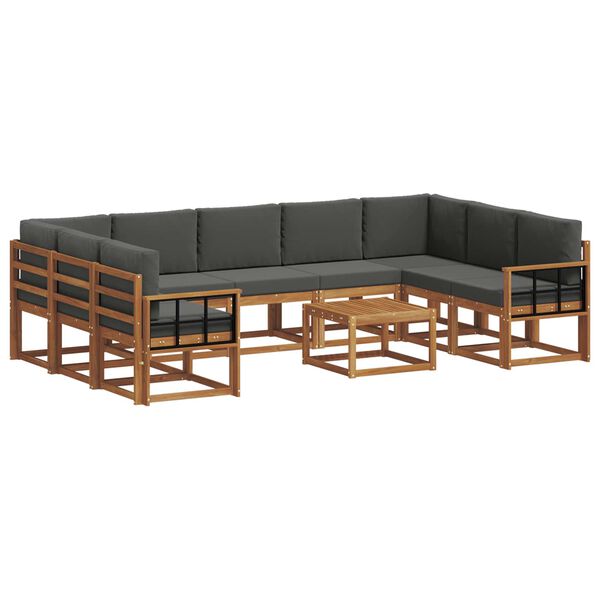 vidaXL Conjunto de Sof&aacute;s para Exterior 10 pcs Natural e Antracite
