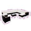 vidaXL 12 pcs conjunto lounge de jardim c/ almofad&otilde;es vime PE preto