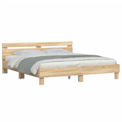 vidaXL Estrutura cama c/ cabeceira derivados madeira carvalho sonoma