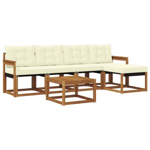 vidaXL Conjunto de Sof&aacute;s para Exterior 6 pcs Natural e Creme