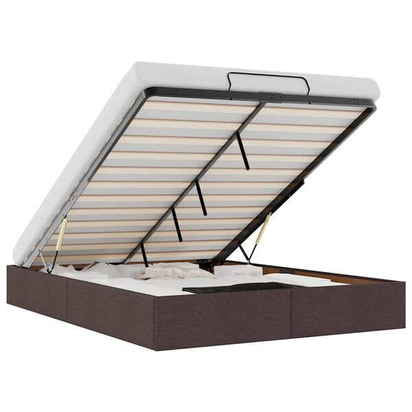 vidaXL Estrutura de cama otomana sem colch&atilde;o 140x200cm castanho-escuro