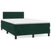 vidaXL Cama box spring com colch&atilde;o e luzes LED veludo verde-escuro