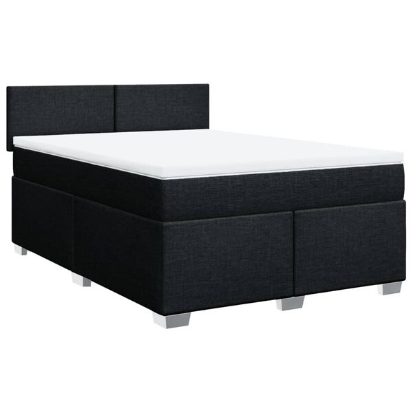 vidaXL Cama com molas/colchão 140x190 cm tecido preto
