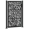 vidaXL Port&atilde;o de jardim preto 100x150 cm a&ccedil;o com design de rastros