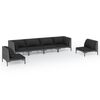 vidaXL 6 pcs conj. lounge jardim c/ almofad&otilde;es vime PE cinzento-escuro