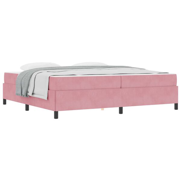 vidaXL Estrutura da Cama com colch&atilde;o Rosa 200 x 200 cm tecido