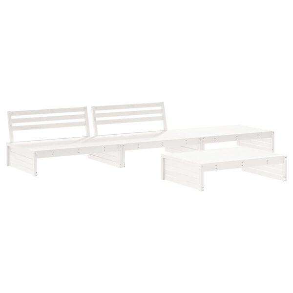 vidaXL 4pcs conjunto lounge jardim c/ almofadões madeira maciça branco