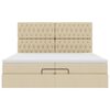 vidaXL Estrutura de cama otomana com colchões tecido creme 200x200cm