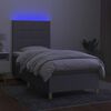 vidaXL Cama box spring c/ colch&atilde;o e LED 100x200 cm tecido cinza-claro