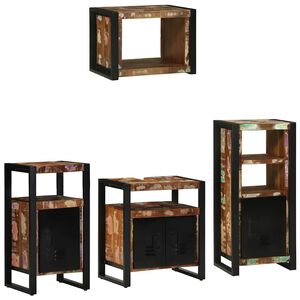 vidaXL Conjunto de M&oacute;veis para Banheiro 4 unid. Multicolorido e preto