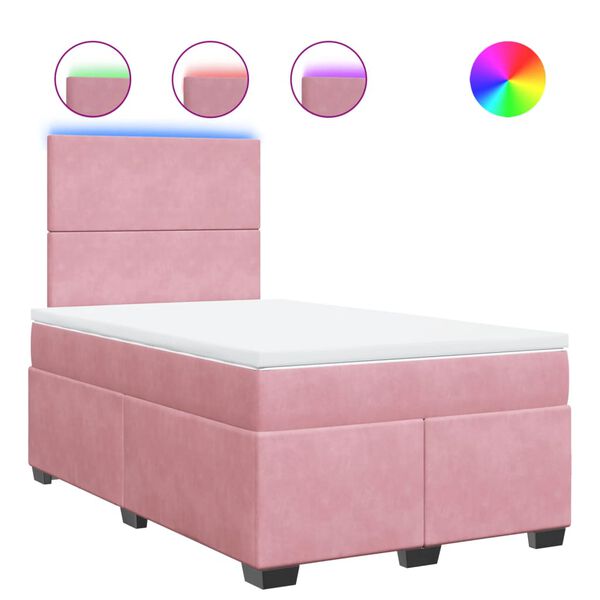 vidaXL Cama boxspring com colch&atilde;o 120x190 cm veludo rosa