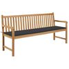 vidaXL Banco de jardim c/ almofad&atilde;o antracite 175 cm teca maci&ccedil;a