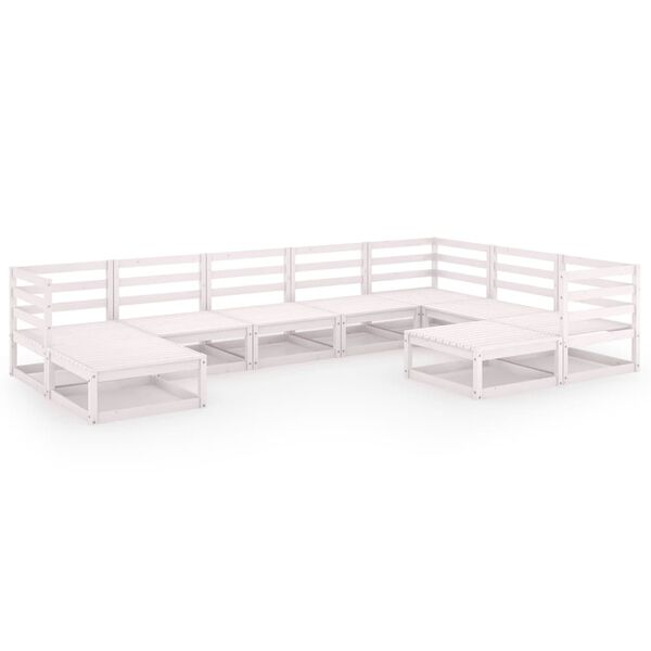 vidaXL 9 pcs conjunto lounge de jardim pinho s&oacute;lido branco