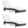 vidaXL Espregui&ccedil;adeiras com rodas e almofad&otilde;es 2 pcs vime PE preto