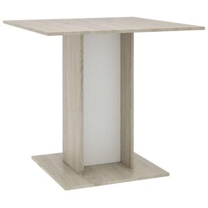 vidaXL Mesa de jantar 80x80x75 cm contraplacado branco/carvalho sonoma