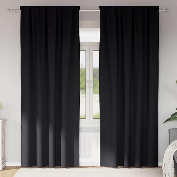 vidaXL Cortinas Blackout com Argolas 2 pcs Preto 260 x 140 cm