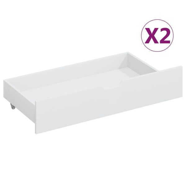 vidaXL Estrutura de cama com 2 gavetas 90x200 cm pinho maci&ccedil;o branco
